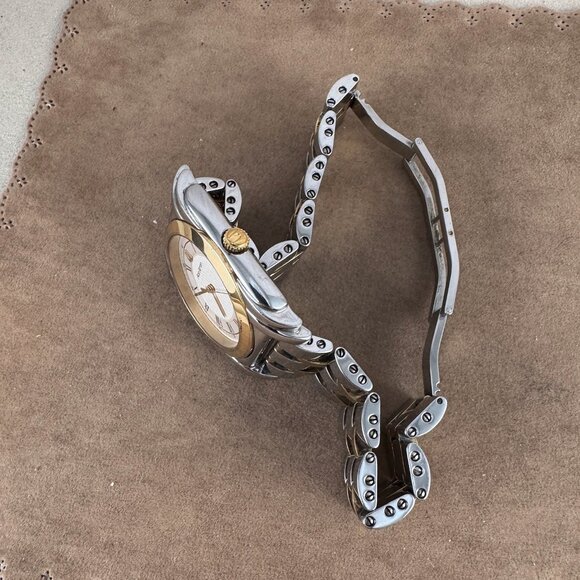 Vintage Sculptured Accutron Bulova T2 Man's Watch 2 Tone Gold & Stainless Steel - Picture 4 of 13